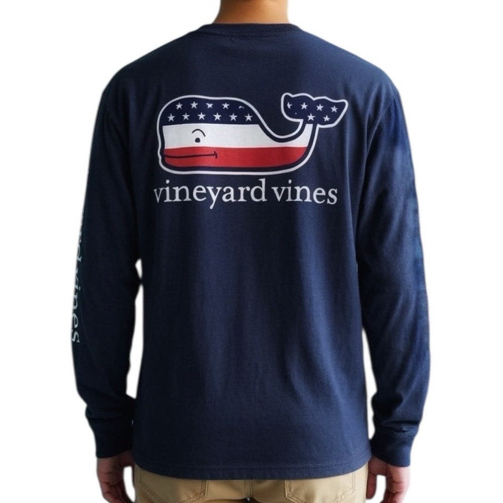 NWT Vineyard Vines Men's Deep Blue Long Sleeve Tee - Picture 2 of 6